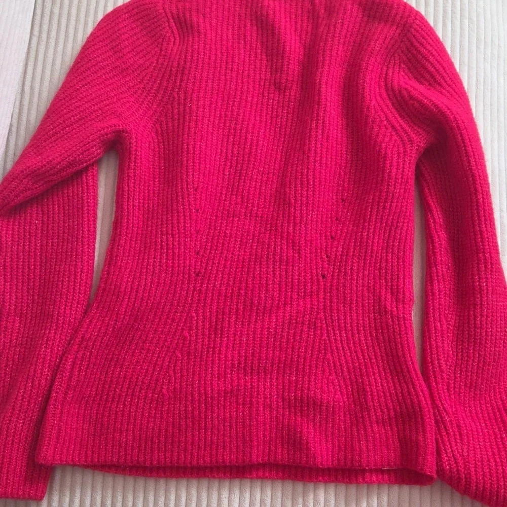 Mango Red V Neck Wool Blend Sweater